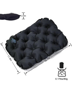 Cojín Inflable Colefunmit SE01 Negro 39.9x30cm Ligero 2