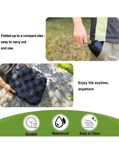 Cojín Inflable Colefunmit SE01 Negro 39.9x30cm Ligero