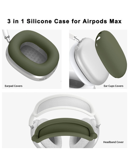 Funda de Silicona 4 en 1 para AirPods Max Polislime Verde Militar