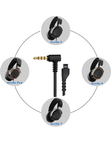 Cable de Audio Vcddom 2m para SteelSeries Arctis 3/5/7/Pro