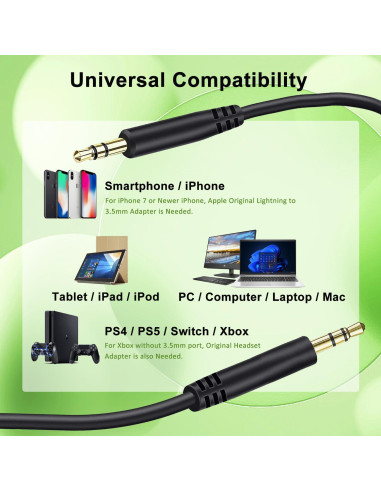 Cable de Audio 3.5mm Weatwo para Auriculares Beats y Sony