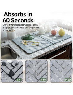 Alfombrilla de Secado de Piedra BARTEQ 60x39 cm Antideslizante 2