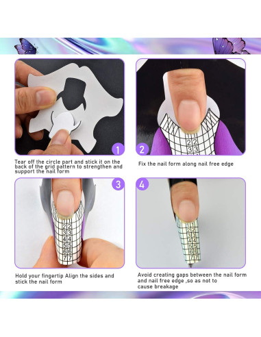 100 Piezas Formas de Uñas Adhesivas Honey Joy para Gel Constructor