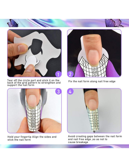 100 Piezas Formas de Uñas Adhesivas Honey Joy para Gel Constructor