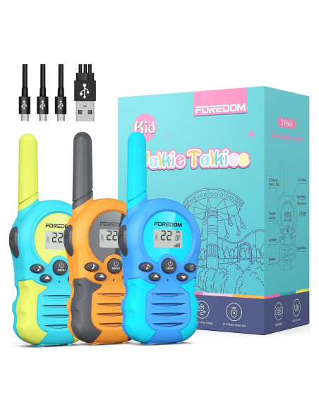 Walkie Talkies Recargables FOREDOM para Niños 3 Unidades