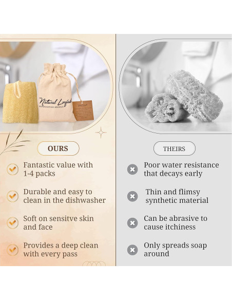 Esponjas Exfoliantes de Lufa Natural Artesanales - Paquete de 3