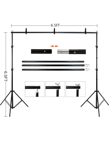 Kit de Soporte de Fondo Verde 2 en 1 LIVUCEE 1.98x1.98m