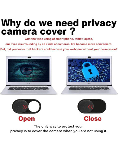 Cubierta de Webcam Metal Deslizante imluckies - 2 Paquete Negro