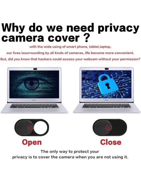 Cubierta de Webcam Metal Deslizante imluckies - 2 Paquete Negro