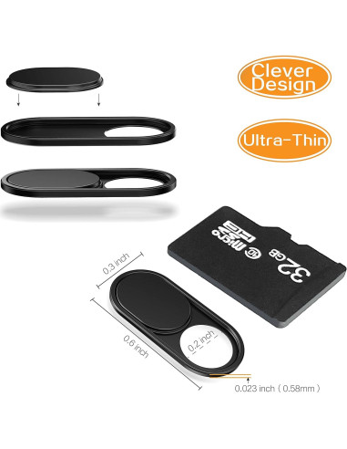 Cubierta de Webcam Metal Deslizante imluckies - 2 Paquete Negro