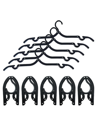 10 Perchas de Viaje Plegables CADEVED - Antideslizantes, Negras