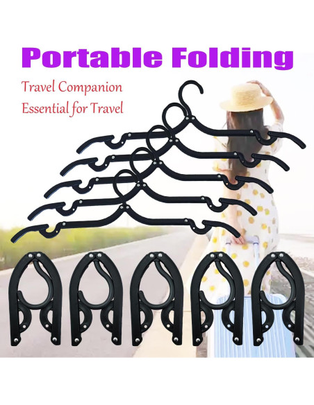 10 Perchas de Viaje Plegables CADEVED - Antideslizantes, Negras