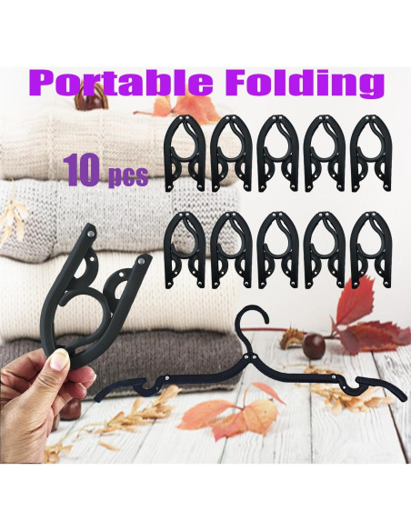 10 Perchas de Viaje Plegables CADEVED - Antideslizantes, Negras