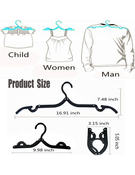 10 Perchas de Viaje Plegables CADEVED - Antideslizantes, Negras