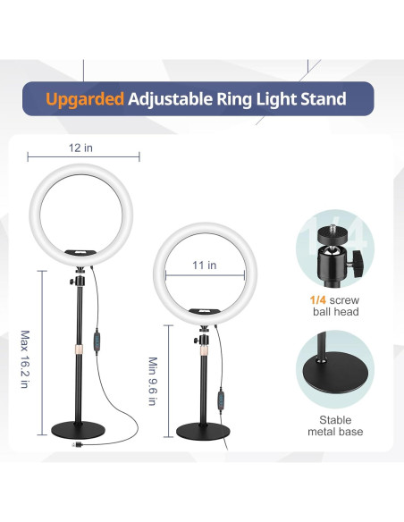 Luz de Anillo LED Sensyne 30.48cm con Soporte y Control Remoto