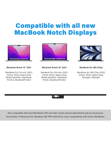Cubierta de Webcam Eyebloc para MacBook Notch 2022 - Negra