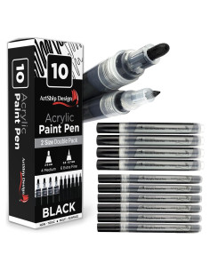 Marcadores de Pintura Acrílica Negra ArtShip Design - 10 Piezas