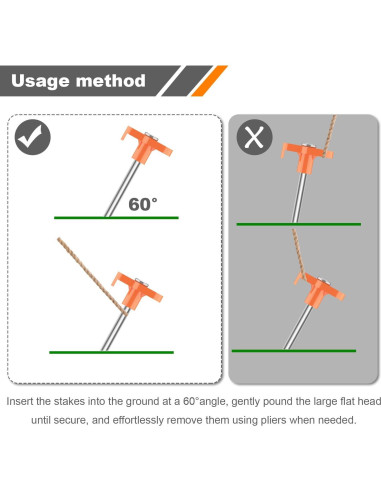 10 Estacas de Tienda Pesadas TEOYNGU 18cm Acero Galvanizado Naranja