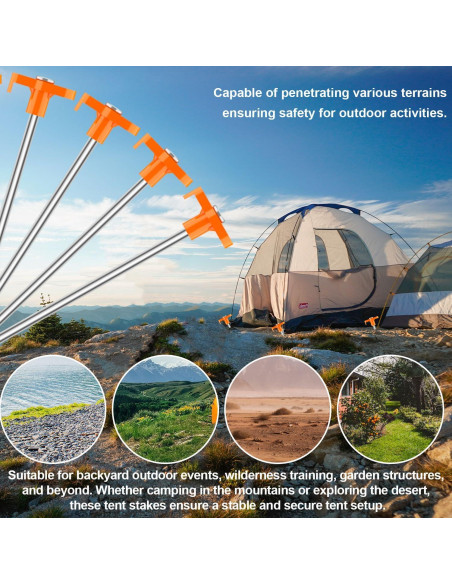 10 Estacas de Tienda Pesadas TEOYNGU 18cm Acero Galvanizado Naranja