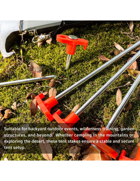 10 Estacas de Tienda Pesadas TEOYNGU 18cm Acero Galvanizado Naranja