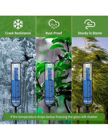 Pluviómetro Jowlawn 71 cm Azul con Estaca y Cepillo