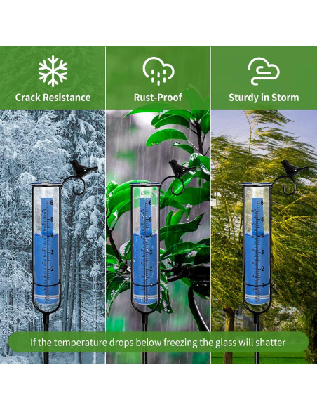 Pluviómetro Jowlawn 71 cm Azul con Estaca y Cepillo