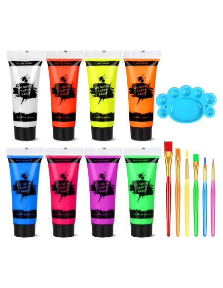 Pintura Facial y Corporal Neón Fenshine 8 Colores 10ml