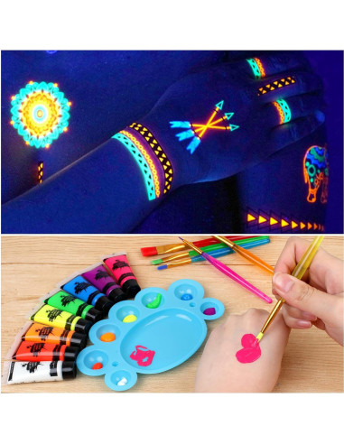 Pintura Facial y Corporal Neón Fenshine 8 Colores 10ml