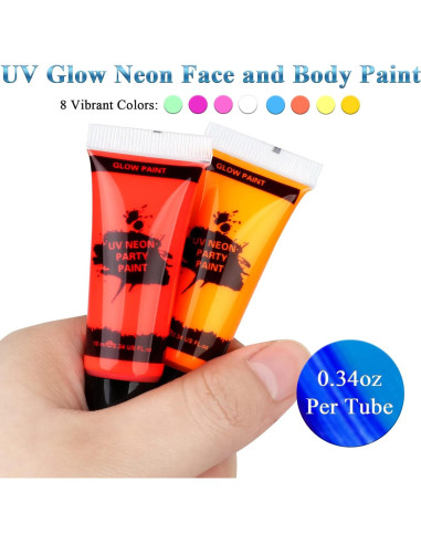 Pintura Facial y Corporal Neón Fenshine 8 Colores 10ml