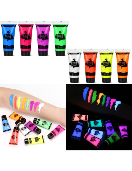 Pintura Facial y Corporal Neón Fenshine 8 Colores 10ml