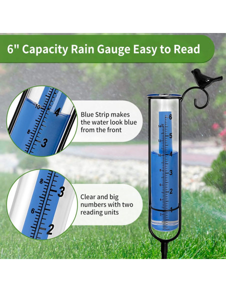 Pluviómetro Jowlawn 71 cm Azul con Estaca y Cepillo