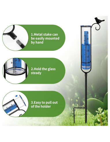 Pluviómetro Jowlawn 71 cm Azul con Estaca y Cepillo