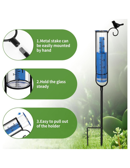 Pluviómetro Jowlawn 71 cm Azul con Estaca y Cepillo