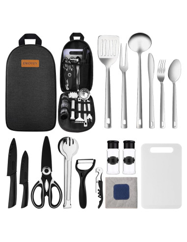 Juego de Utensilios de Cocina para Camping EWOVUV - 18 Piezas