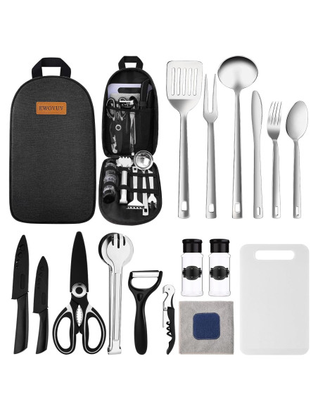 Juego de Utensilios de Cocina para Camping EWOVUV - 18 Piezas Juego de Utensilios de Cocina para Camping EWOVUV - 18 Piezas