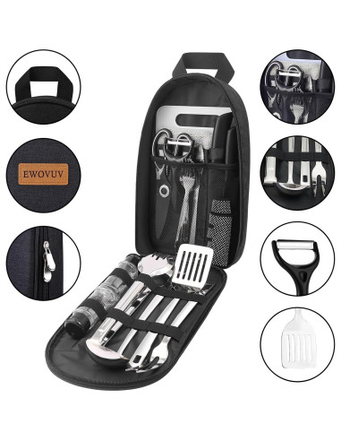 Juego de Utensilios de Cocina para Camping EWOVUV - 18 Piezas