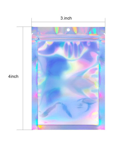 100 Bolsas Mylar Reutilizables 7.6x10.2cm a Prueba de Olores
