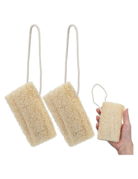 Juego de 2 esponjas de lufa natural Tyqour 15 cm exfoliantes