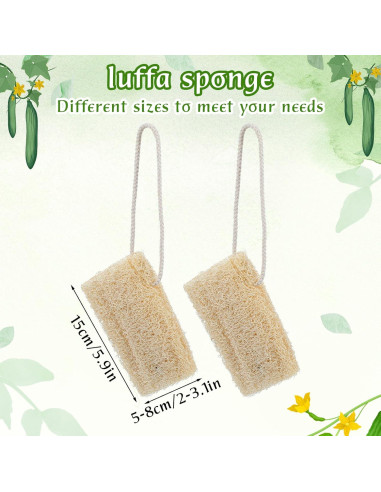 Juego de 2 esponjas de lufa natural Tyqour 15 cm exfoliantes