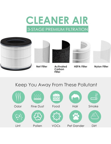 Filtro de Reemplazo HSIAMEN AP-T10FL para Purificador HoMedics