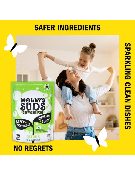 Bolsas de detergente para lavavajillas Molly's Suds 60 unidades cítricos