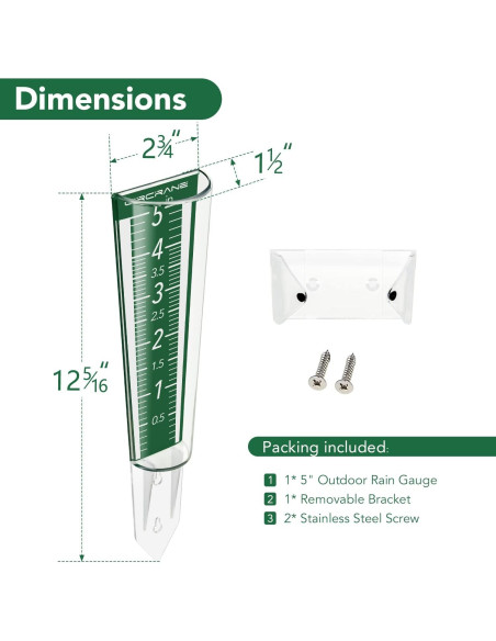 Medidor de Lluvia Circrane 12.7 cm Exterior con Soporte Verde