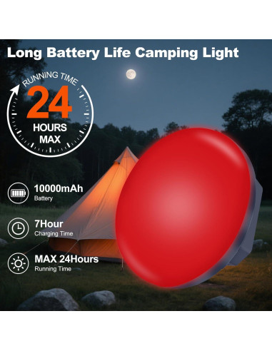 Lámpara de Camping Recargable 10000mAh Zm-8714 Luz Roja 3000LM
