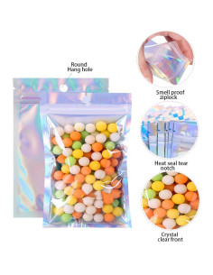 200 Bolsas Mylar Holográficas 3x4" Reutilizables con Cierre Zip 2