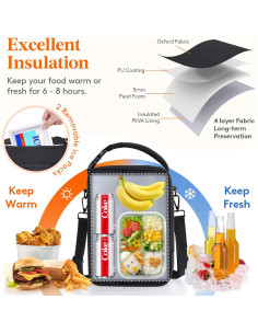 Bolsa de Almuerzo Aislada Lifewit Expandible 6.5L Negra 2