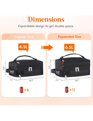 Bolsa de Almuerzo Aislada Lifewit Expandible 6.5L Negra