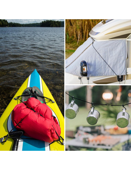 Cuerdas elásticas Kinzomor 30 cm con ganchos - Paquete de 10