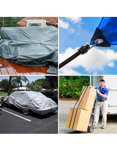 Cuerdas elásticas Kinzomor 30 cm con ganchos - Paquete de 10