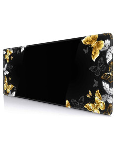 Alfombrilla de Ratón Grande LTHAOGUO Mariposas Negras y Doradas 800x300mm