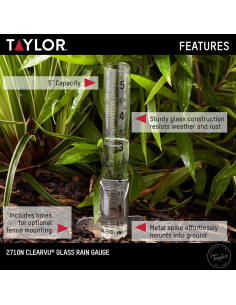 Medidor de Lluvia Taylor 2710N2 - Paquete de 2, 12.7 cm 2